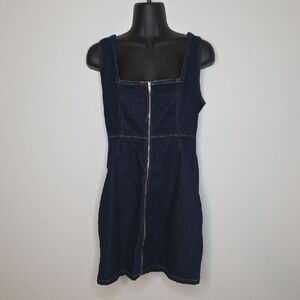 BDG Blue Denim Zip Up Mini Dress